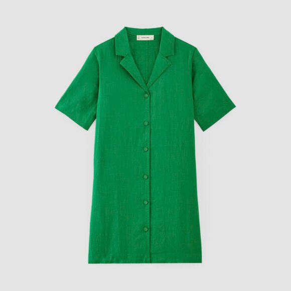Everlane Women's Shirtdress in Linen in Grass Green, Size Small - Picture 4 of 5